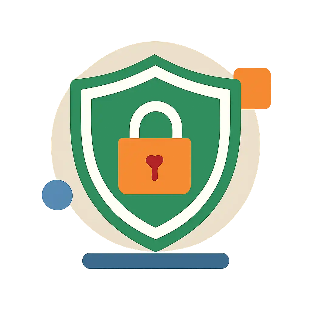 Security shield icon with lock: Tiranga Lottery safety visualization